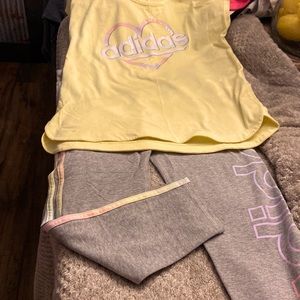 Adidas girls leggings and cap sleeves top. New  sz 16